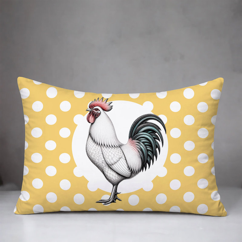 Oreiller réversible intérieur / extérieur Rooster, 25 x 18, Jaune