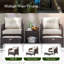 Ensemble de chaises de patio 5 pièces, conversation en osier avec coussins, table basse, blanc-675951229