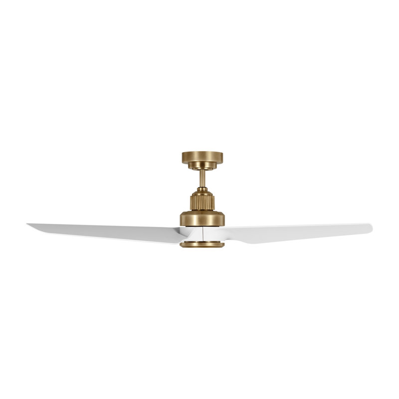 Smart LED Downrod Ceiling Fan, Hand Rubbed Brass