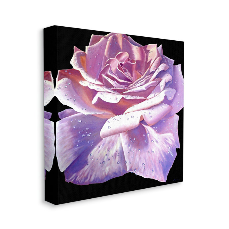 "Lush Pink Rose Petals Flower Water Droplets", art mural par Alan Weston, H 36 po x l 36 po x P 1,5 po
