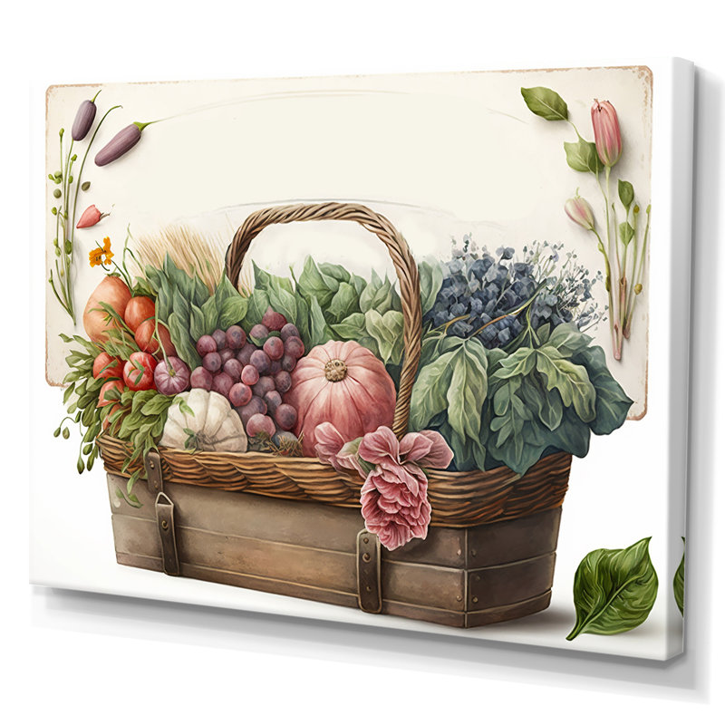 Fruit in Basket III - Lake House, art mural, L 32 po x H 24 po, Toile tendue