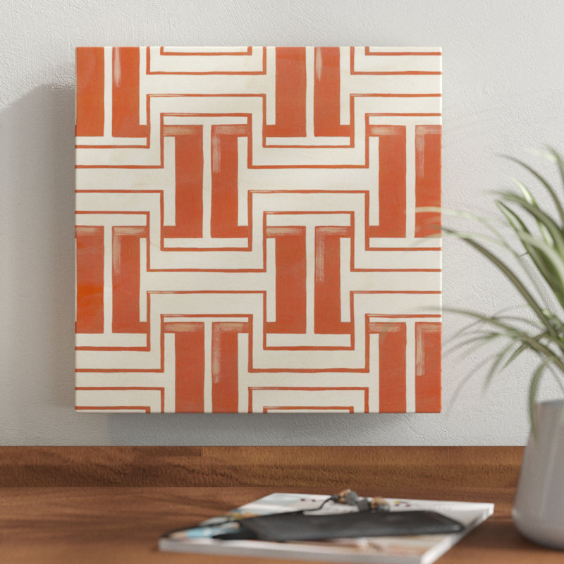 «Retro Blockprint V», impression sur toile, H 12 po x l 12 po