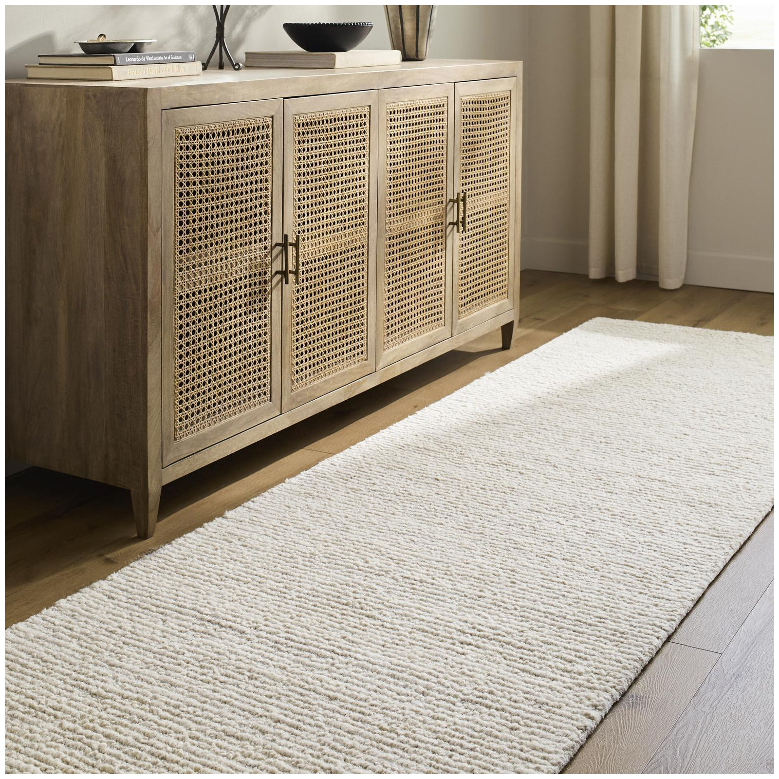 Amhurst Handmade Wool Cream Rug, Runner 3' x 10'