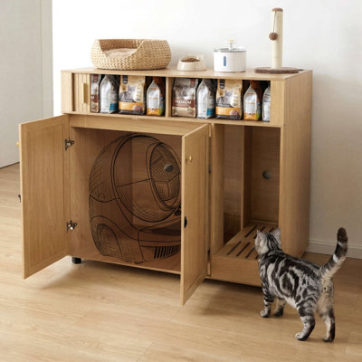 Cat Large Hidden Litter Box Enclosures With Charging Station,Prevent Cat Litter From Being Carried Out,Modern Cat Furniture For Indoor,Can Fit Automatic Litter Box (Xxl)