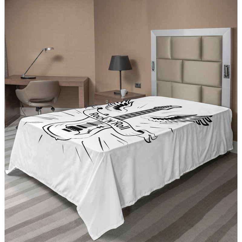 Drap plat Ambesonne Rock N Roll Top, Drap plat pour lit simple