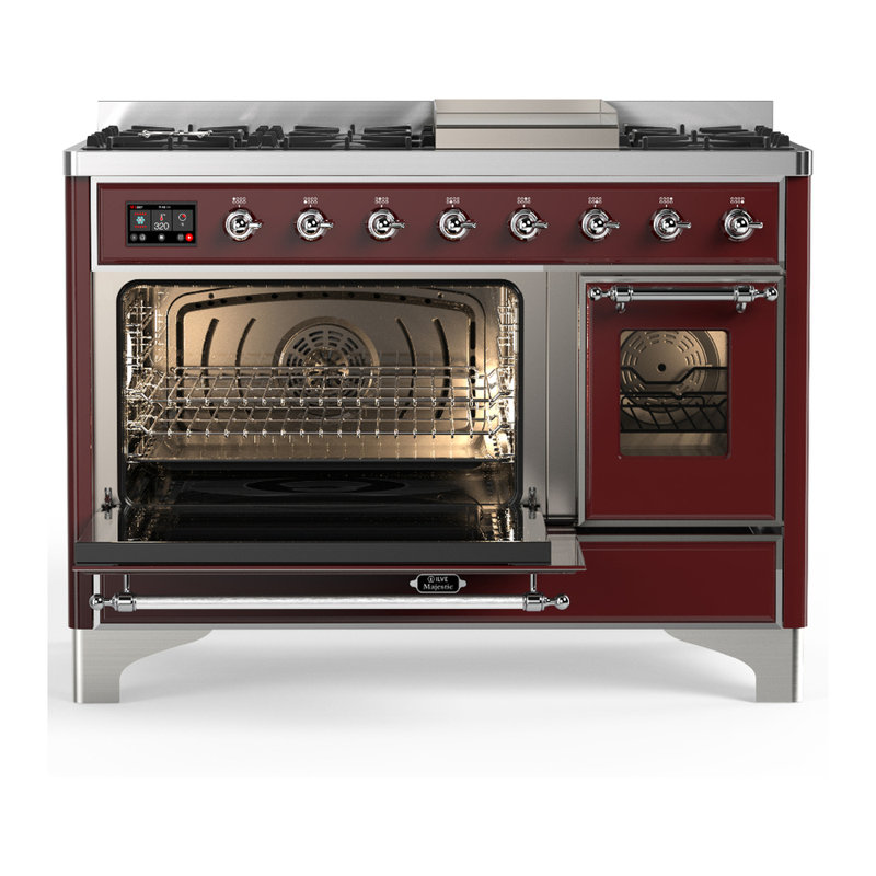 Majestic III Series 48 Inch Dual Fuel Range with 5 Sealed Burners, Griddle, Frenchtop in Matte Graphite (Liquid Propane, Burnished Trim)