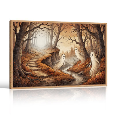 Art mural blanc sur toile Halloween