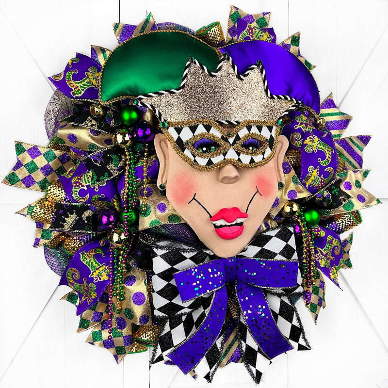 Couronne en maille Jester Mardi Gras 20 po