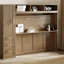 Lit escamotable double avec garde-robe, tiroirs et tablettes ouvertes