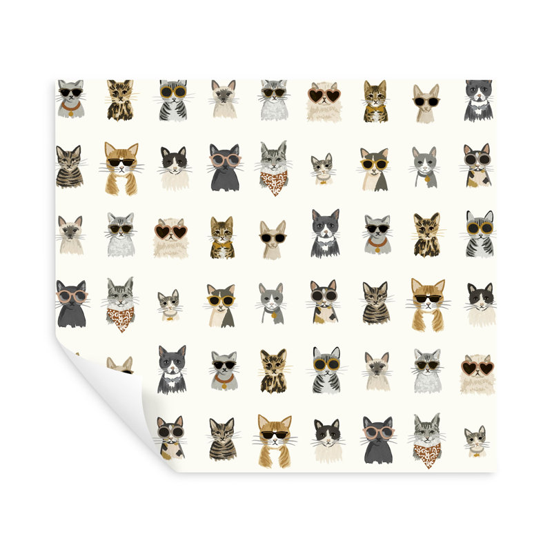 Cool Cats Peel & Stick Wallpaper Roll, Gray/Gold