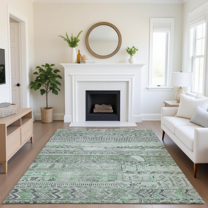 Tapis à rayures de qualité supérieure lavable à la machine Ashington AMF1835, Rectangle 10 pi x 14 pi