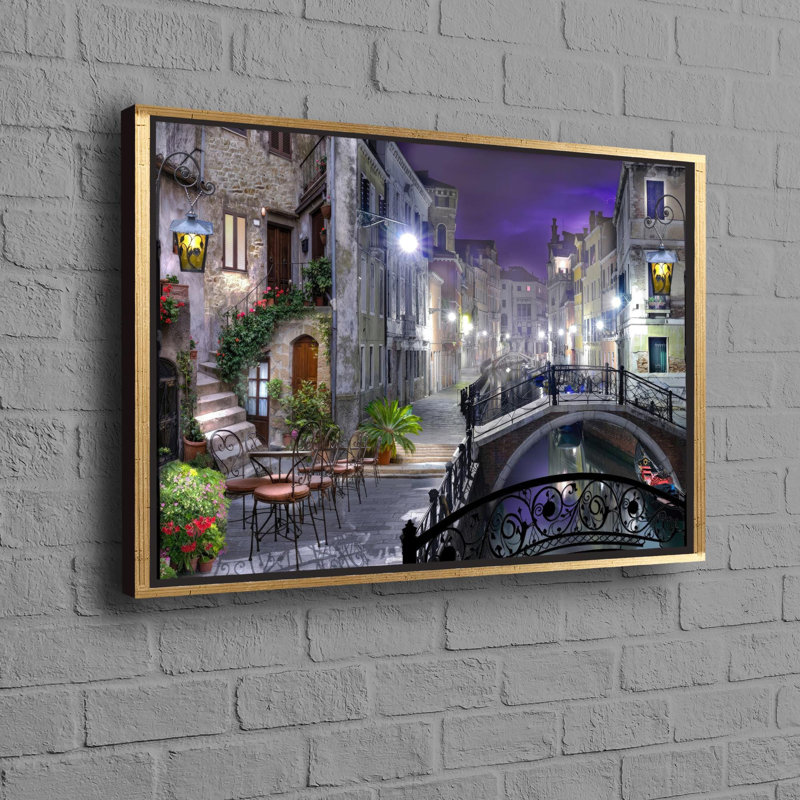 Personalized City Landscape Art Canvas With Stunning Cityscape View Wall Hanging, Gold Floater Framed, 20 cm H x 30 cm W