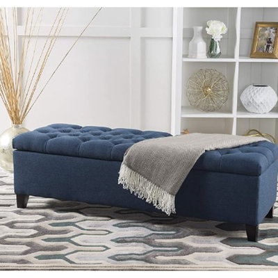 Tissu bleu marine avec charnières et grand espace de rangement