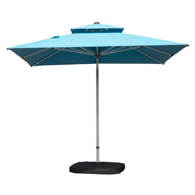 9 pi. Parasol en aluminium en porte-à-faux inclinable avec poteau central, bleu lac (base non incluse)