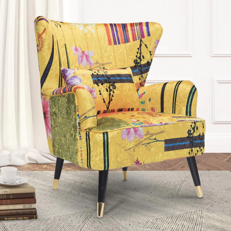 Yair Upholstered Accent Chair, Gold
