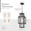 Luminaire suspendu d'extérieur 1 lumière H 19,3 po avec abat-jour en verre nervuré