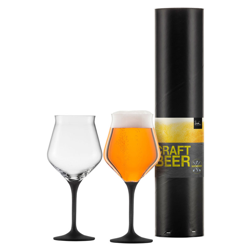 Clauddetta 435ml Craft Beer Glass Set, Clear/Black