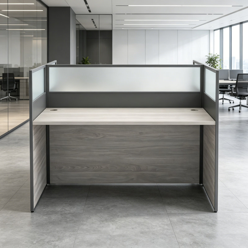 Rectangle 2 Person Office Cubicle Desk,Office Cubicle Workstation, Privacy Partition Desk with Mute Soundproof Panels & Cable Management