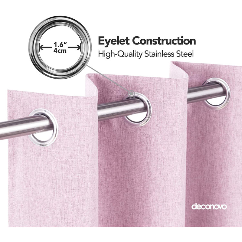 Blackout Door Curtain Pair, 117 W x 138 D cm, Pink