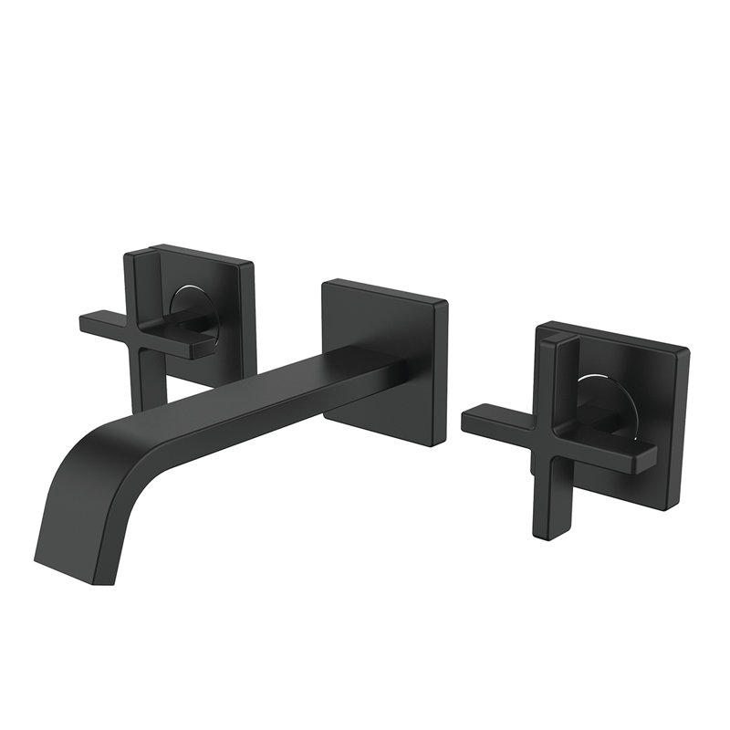 Wall Mounted Bathroom Faucet with Drain Assembly, Matte Black