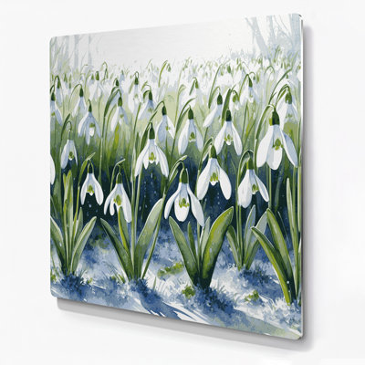 «Botanical Snowdrops», art mural en métal vert