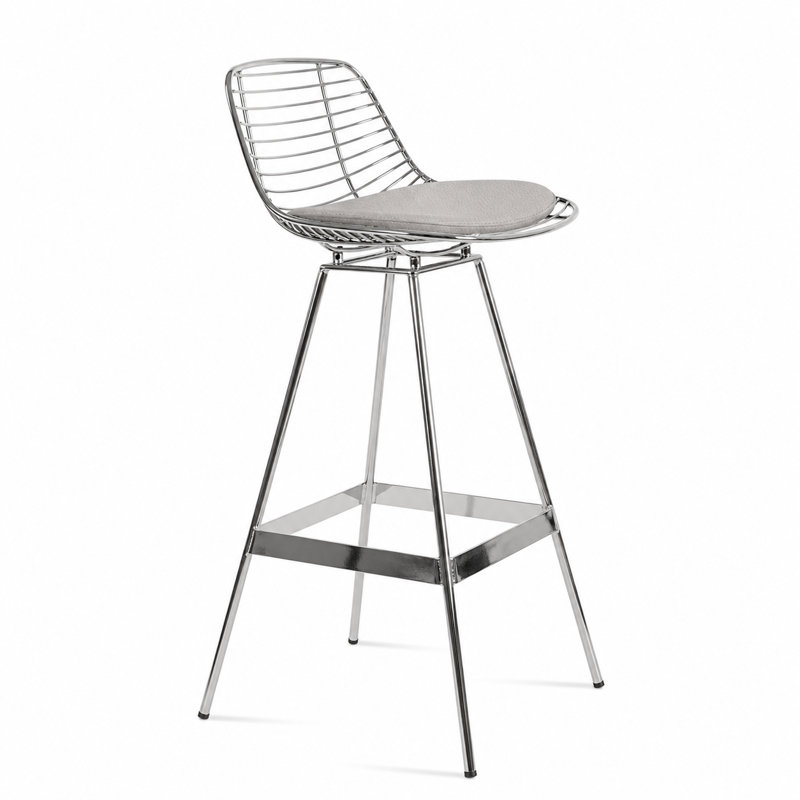 Tabouret Tiger, Noir, Argent, Bar Stool (29" Seat Height)