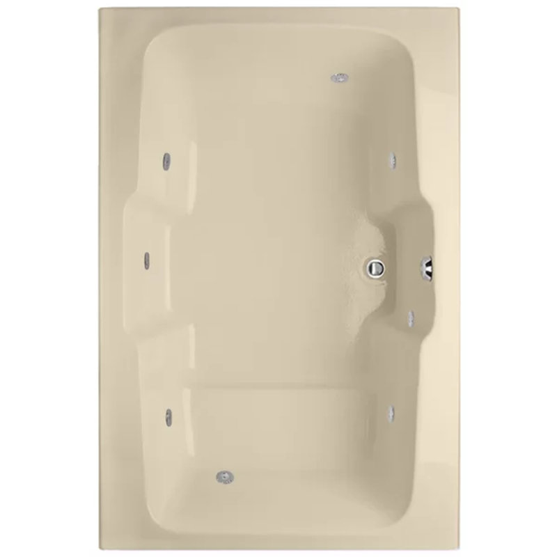 Victoria 72.5'' x 48'' Air Acrylic Bathtub, Almond, Polished Chrome