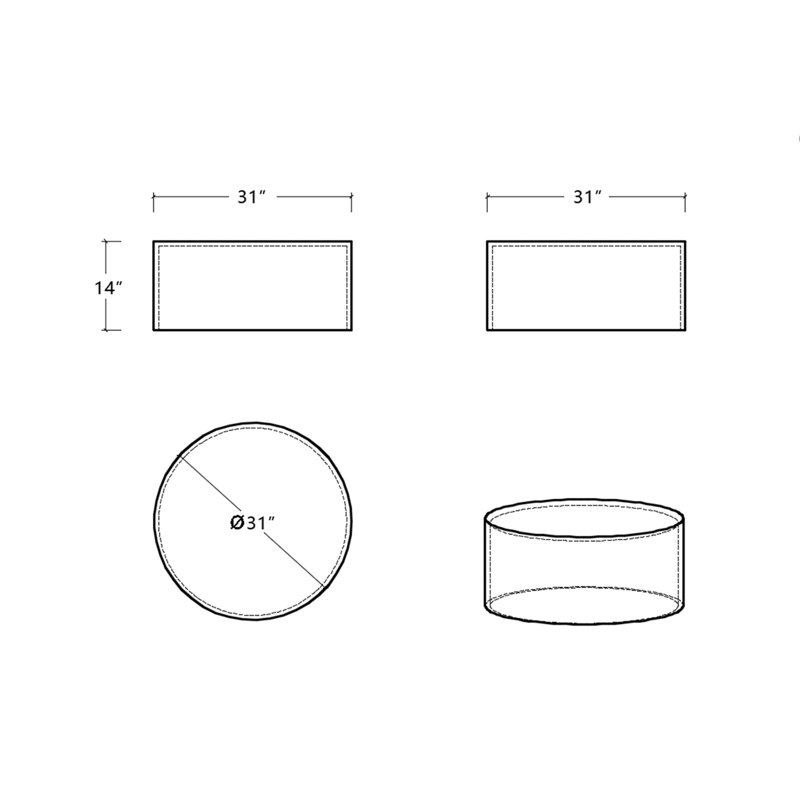 Table basse ronde avec repose-pieds