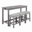 Ensemble de table de bar avec prise de courant, ensemble de table de bar et de chaises, ensemble de table de salle à manger 4 pièces, ensemble de table de petit déjeuner industriel, pour salon, salle à manger, salle de jeux-137885683