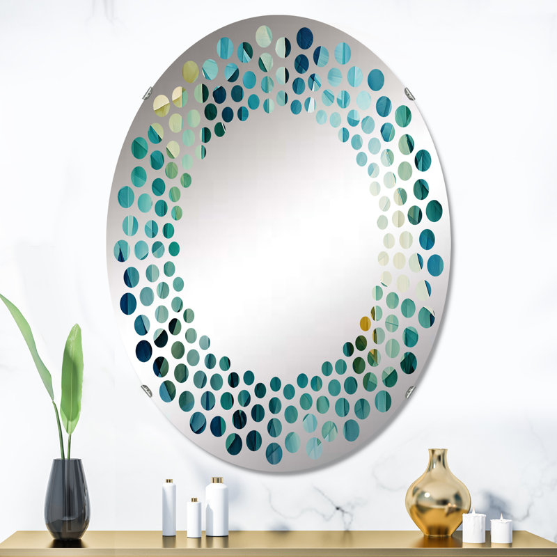 Teal Tessellations - Miroir mural à pois MIR105958, L 24 po x H 36 po
