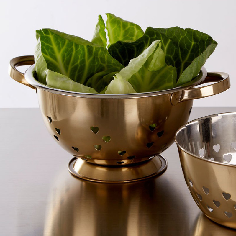 Symple Stuff Stainless Steel Colander, Gold