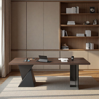 Solid wood desk with socket, study room for office