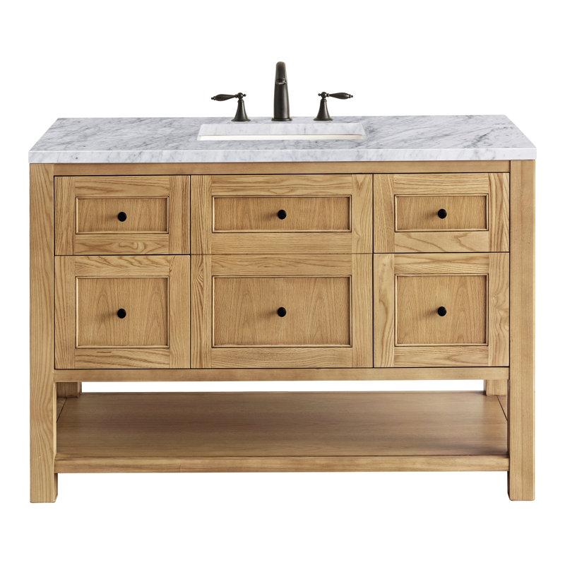 Breckenridge 48'' W Single Vanity, Carrara White, 8" Widespread, Light Natural Oak
