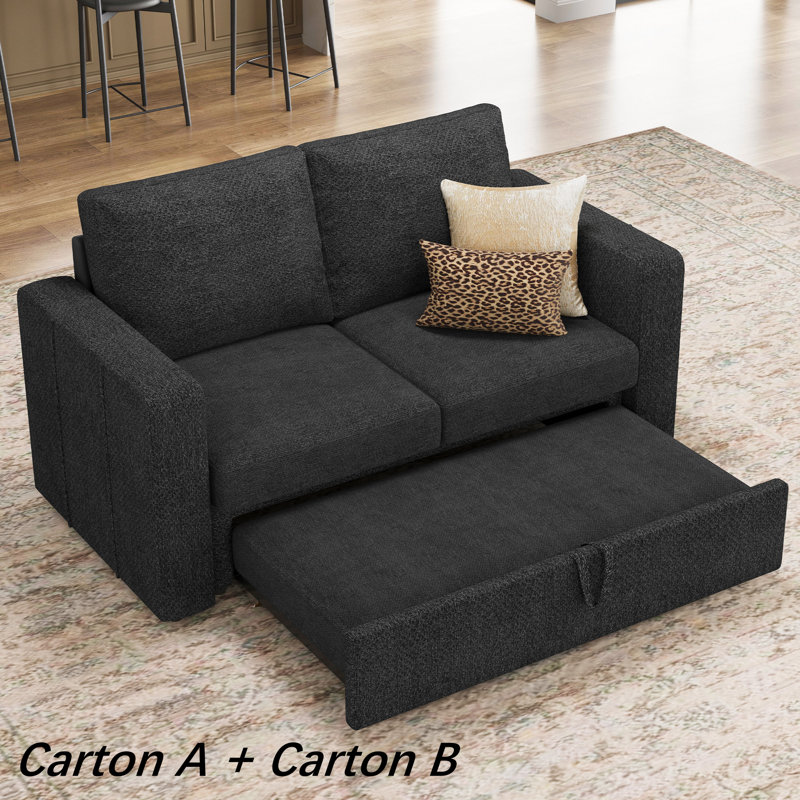Module de canapé-lit modulaire sans accoudoirs Rafael, Chenille grise foncée