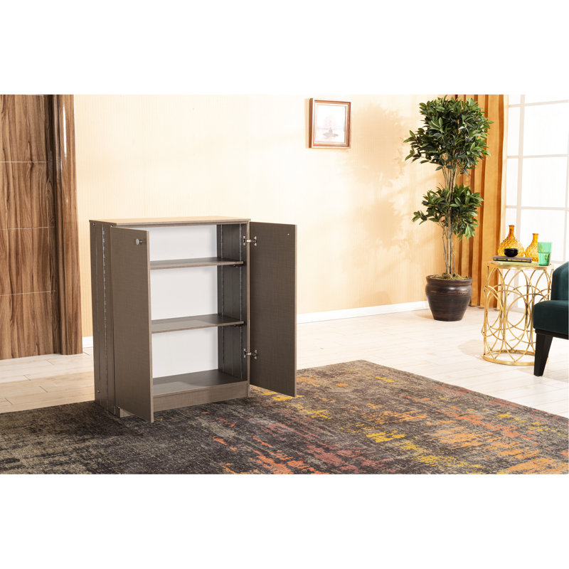 Porte-chaussures brun et beige - 3 niveaux en bois, 27,45 po Profondeur, 36,09 largeur, unité de rangement en bois 13,23 po, pièce fonctionnelle, P x l H, 35,64 lb