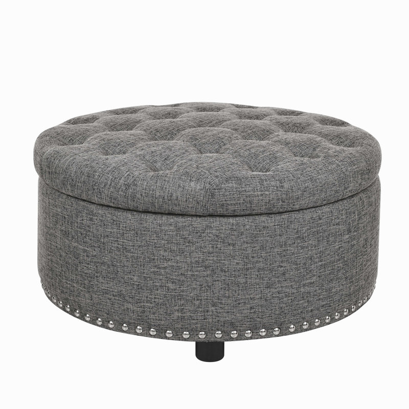Tufted Storage Ottoman, Dark Gray