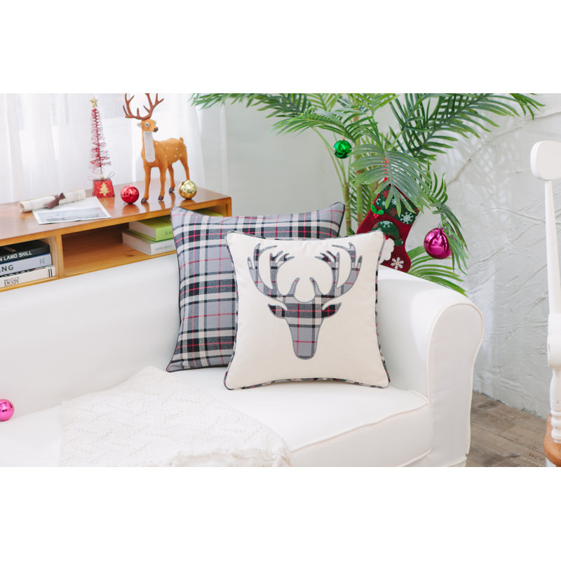 Holiday Series Plaid Cotton Throw Pillow