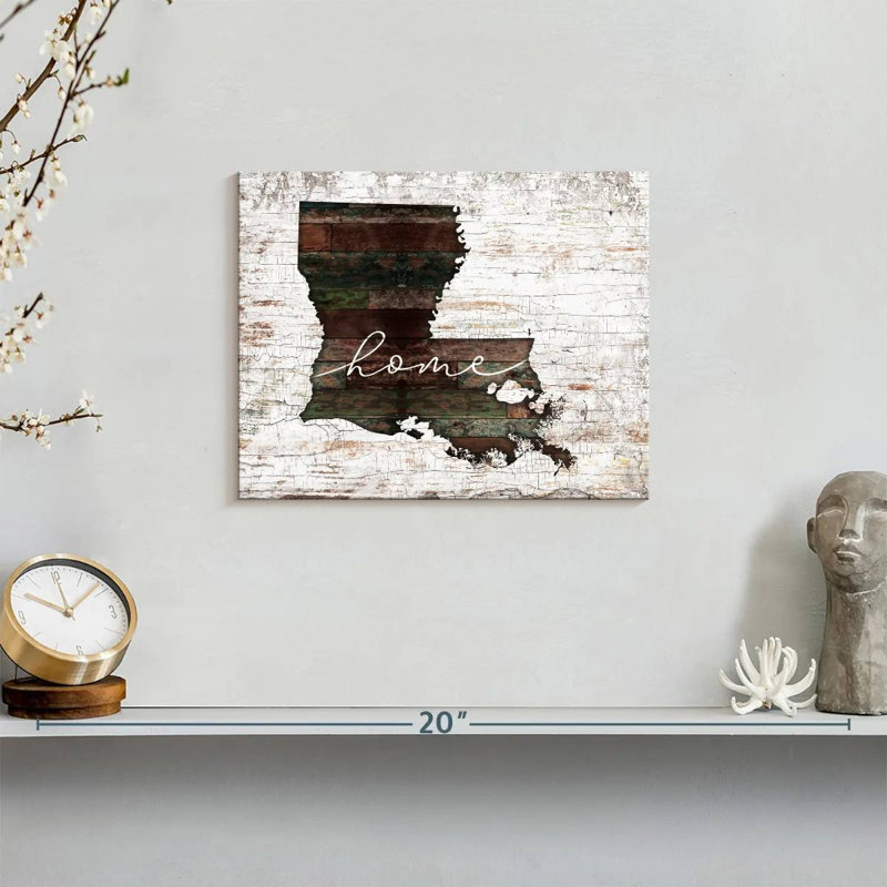 Louisiana Home Map - impression sur toile tendue, H 8 po x l 10 po x P 1 po