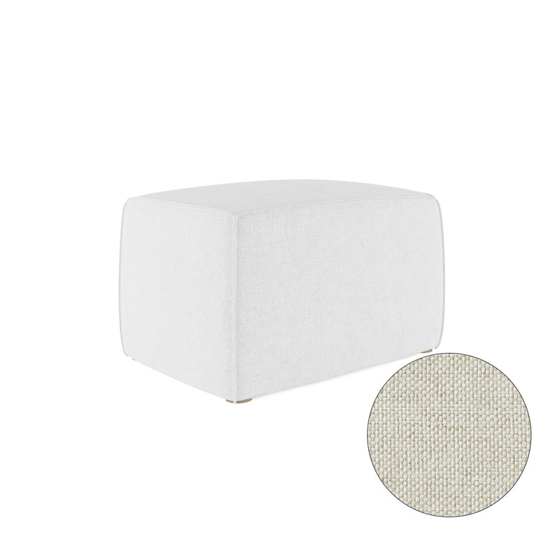 Varick Cube Ottoman, Plush Velvet Oyster, Weathered