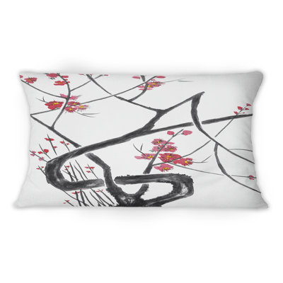 Fleur de cerisier japonais - Coussin décoratif à imprimé traditionnel