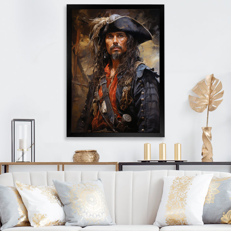 Pirate Rogues Regalia Portrait II - Pirate Canvas Print, H 32 po x l 24 po x P 1 po, Cadre photo noir