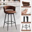 Tabouret de bar pivotant et rembourré moderne avec motif tissé-2006566760-2006566766