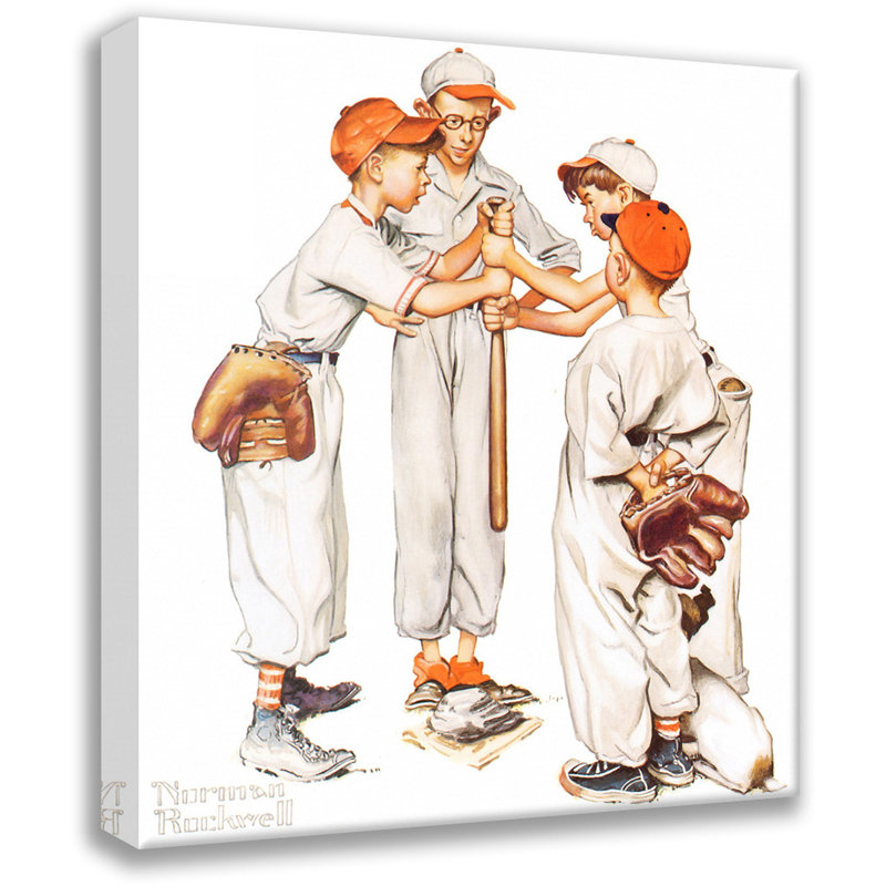 Toile tendue avec châssis «Choosin Up Baseball» par Norman Rockwell, H 48 po x l 33 po