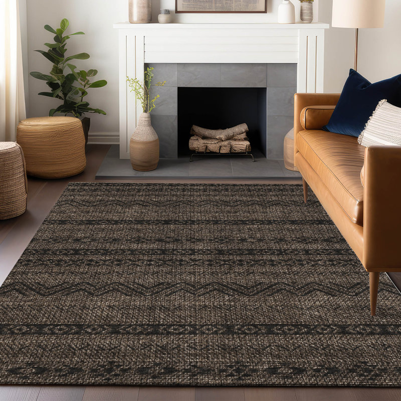 Tapis chocolat Prisco lavable à la machine de qualité supérieure, Rectangle 10 pi x 14 pi