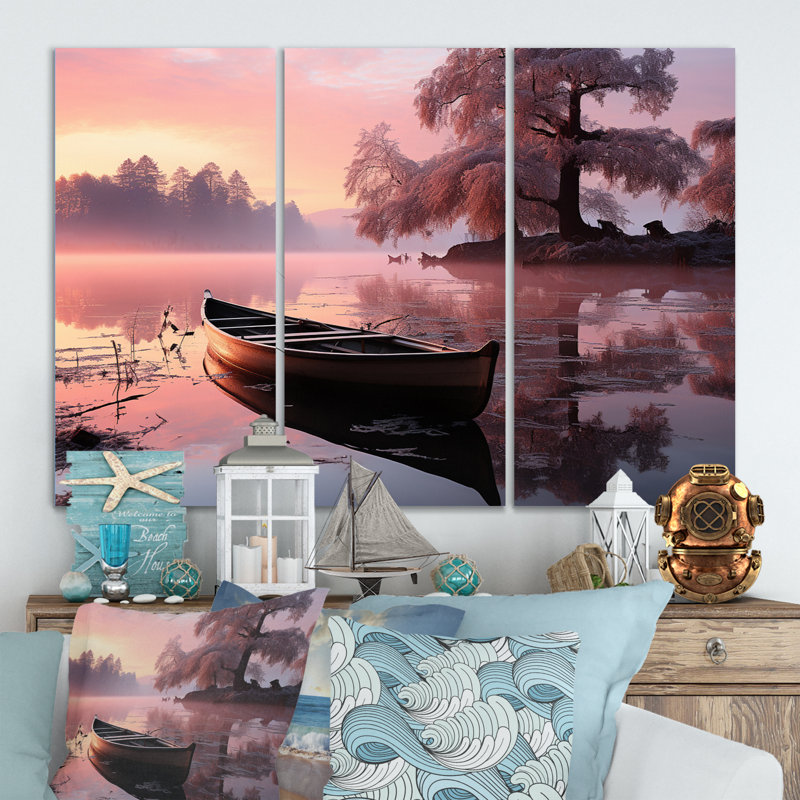 «Lake Serenity Pastel Sunrise In Autumn II - Lake», reproduction d'art sur toile, H 28 po x l 36 po x P 1 po