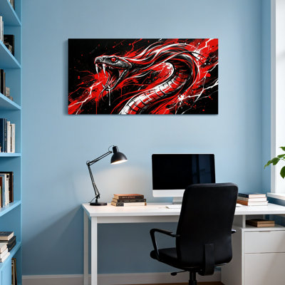 Animals Red Snake With Lightning And Blood Splatter