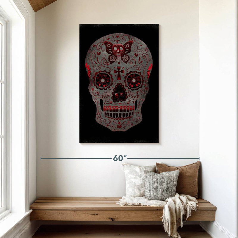 Lelend, jour des morts en rouge, H 45 po x l 30 po