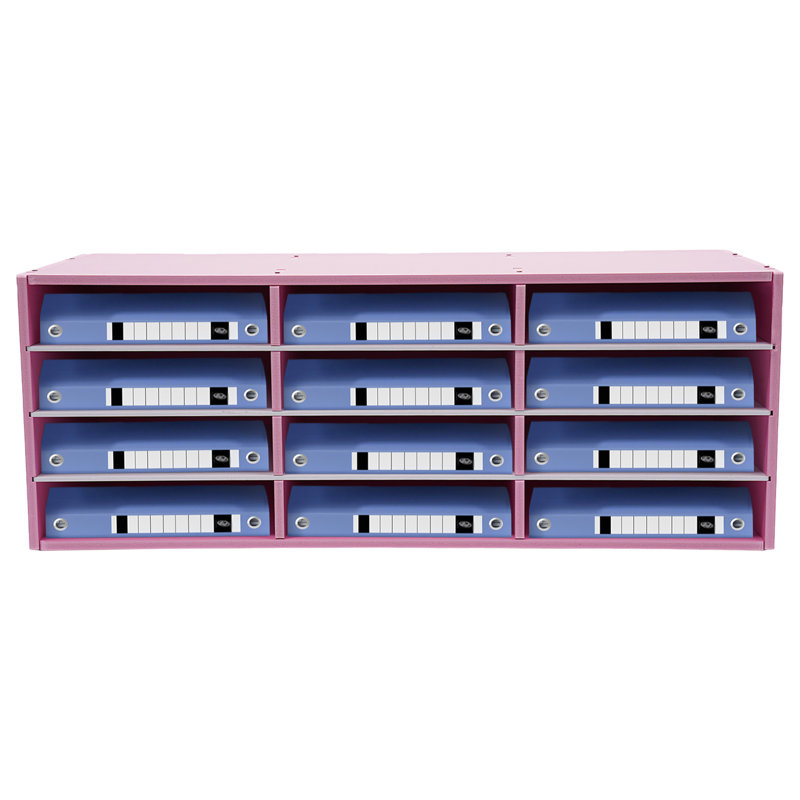 12 classeurs 4 rangées 3 colonnes, Rose