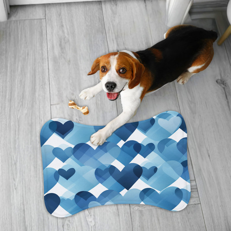 Heart Patterns - 1 Piece Bone Shape Feeding Mat