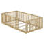 Lit simple avec balustrades et porte haute, structure de lit plateforme en bois d'hévéa avec garde-corps de sécurité